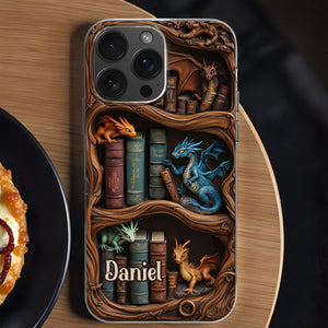 Dragons And Books Fantasy Design, Clear Phone Case, Gift For Book And Fantasy Lovers
