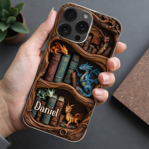 Dragons And Books Fantasy Design, Clear Phone Case, Gift For Book And Fantasy Lovers