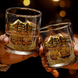 Congrats On Being My Brother, Fist Bump And Mountains Design, Personalized Custom Whiskey Glass, Gift For Brothers