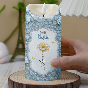 To My Bestie, Flower And Butterflies Design, Custom LED Candle, Gift For Best Friends