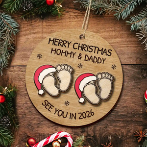 Baby Expecting See You In 2026 - Personalized 2-Layered Wooden Ornament