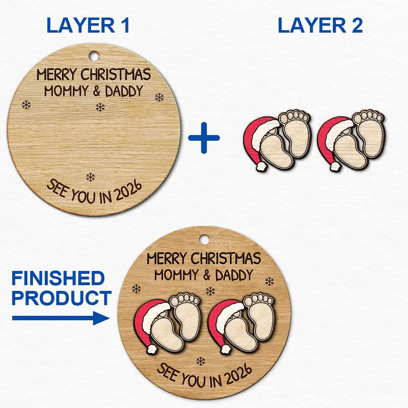 Baby Expecting See You In 2026 - Personalized 2-Layered Wooden Ornament