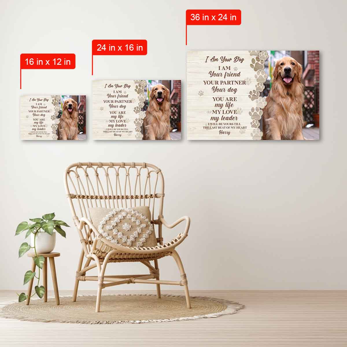 I am Your Dog Your Friend Your Partner Personalized Dog Photo Canvas Banne-Canvas-ngang.jpg