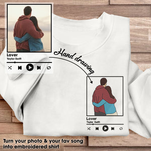 Custom Photo Love Song For Couple Embroidered Apparel