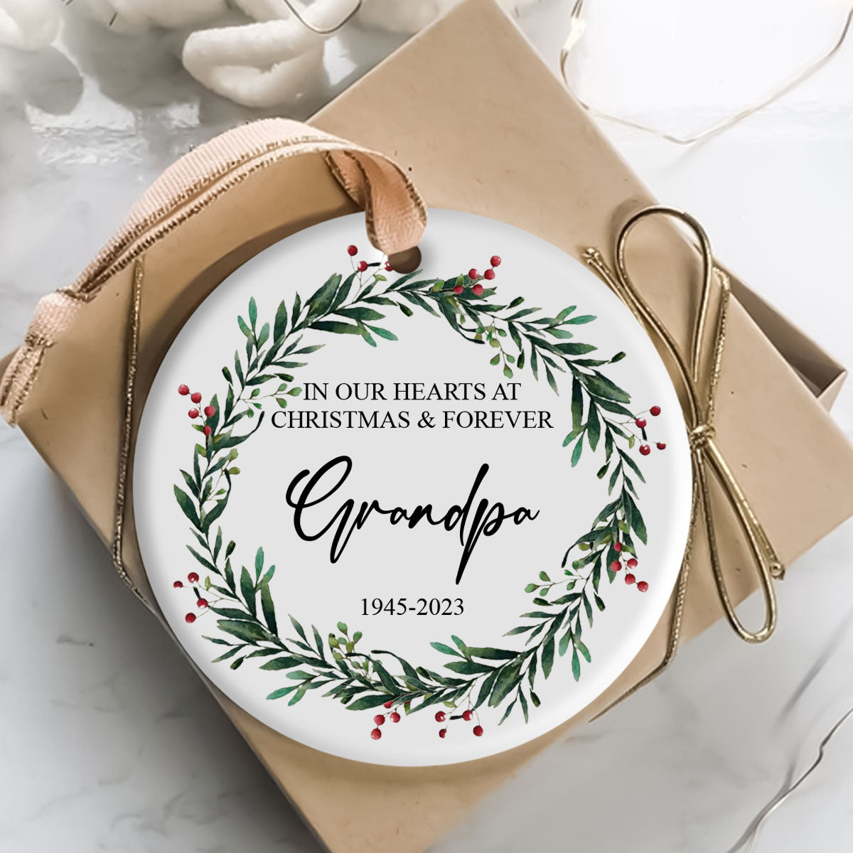 In Our Hearts Forever - Personalized Ornament - Memorial Christmas Gift