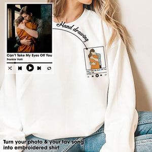 Custom Photo Love Song For Couple Embroidered Apparel