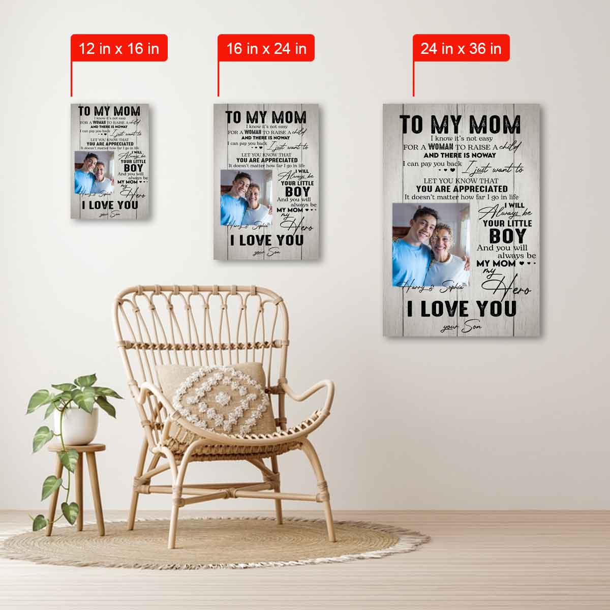 To My Mom From Daughter Son Vintage Custom Photo - Personalized Canvas - Loving, Birthday, Mother's Day Gift For Mom, Mother