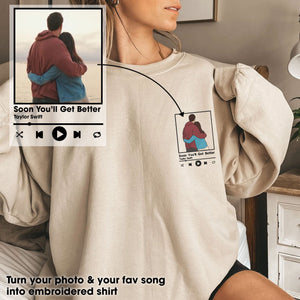 Custom Photo Love Song For Couple Embroidered Apparel