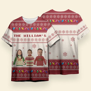 Custom Face Christmas Family Xmas Leds Upload Photo - Personalized 3D Shirt - Christmas Gift For Family
