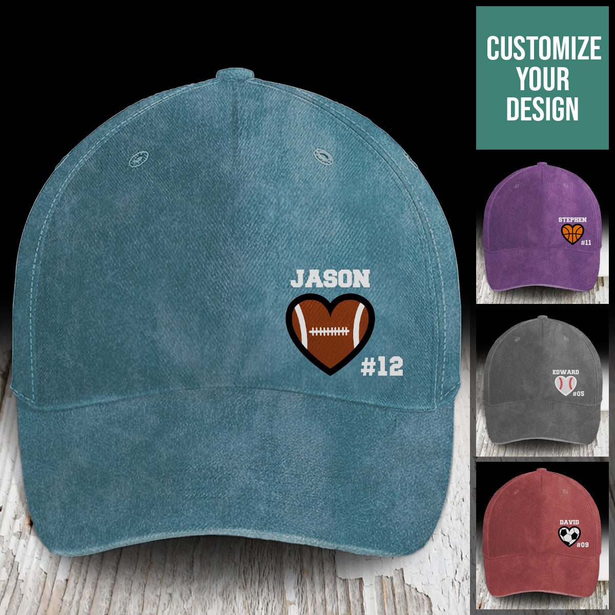 Baseball Mom Heart Custom Name & Number - Personalized Classic Cap - Gift For Mother, Mom, Mommy