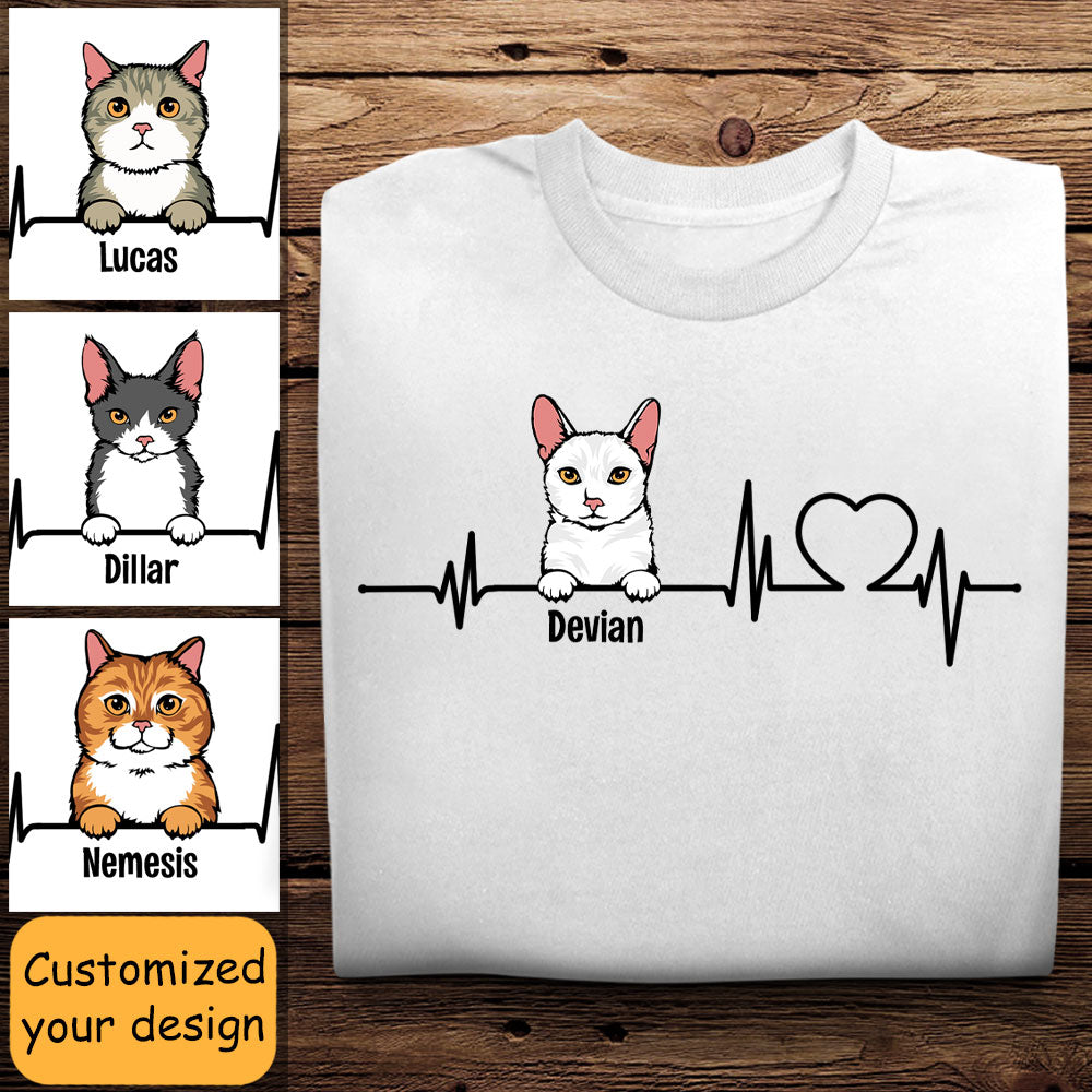 Cat Heartbeat - Personalized Apparel - Gift For Cat Lovers