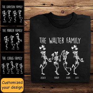 Dancing Skeleton Mousse Ears - Personalized Shirt - Gift For Family, Halloween