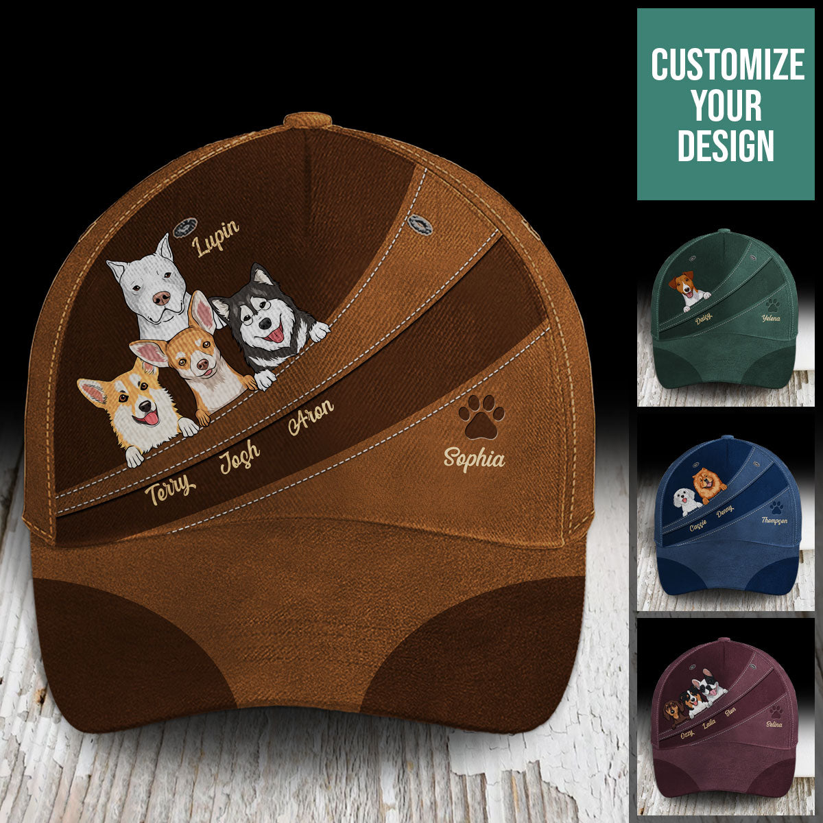 Dog Brown Curves And Paw - Personalized Classic Cap - Gift For Dog Lover