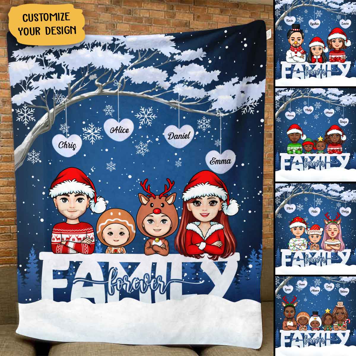 Family Forever Christmas - Personalized Blanket - Christmas Gift For Family