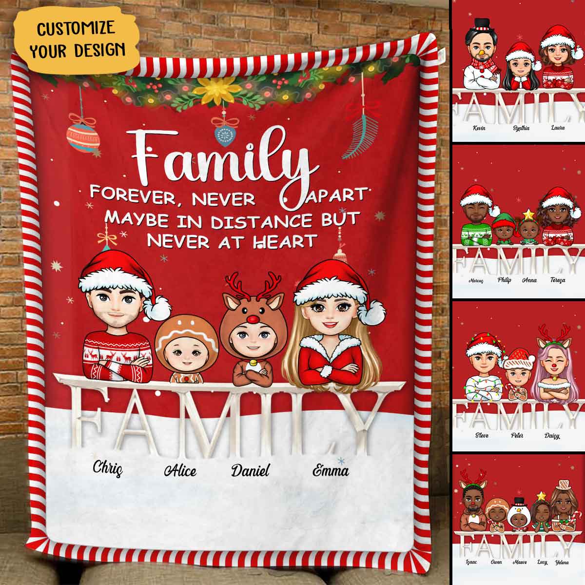 Family Never Apart Christmas - Personalized Blanket - Christmas Gift For Family