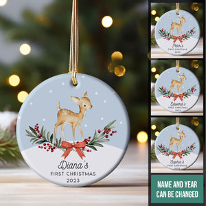 Baby Deer's First Christmas - Personalized Ornament - Christmas Gift