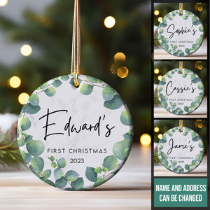 Baby's First Christmas Botanical Frame - Personalized Ornament - Christmas Gift