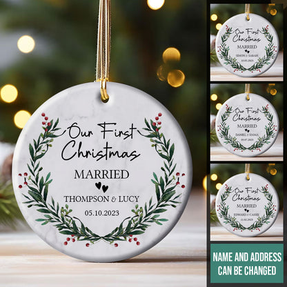 First Christmas Married Ornament Newlywed Gift Mr & Mrs Christmas Ornament Personalized Mr Mrs Wedding Ornament Wedding Gift Keepsake