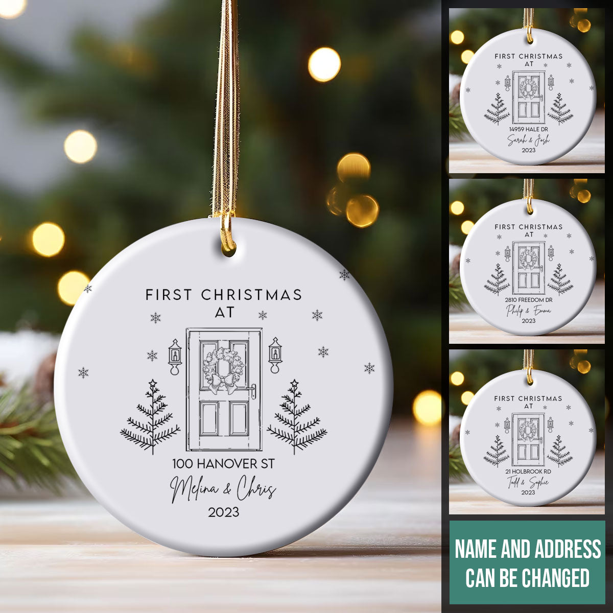 New Home With Christmas Door - Personalized Ornament - Christmas Gift