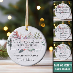 Flower First Christmas New Home - Personalized Ornament - Christmas Gift