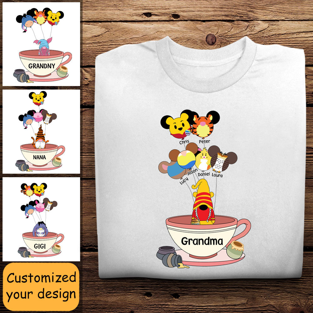 Grandma Pooh Balloons Tea Cup - Personalized Apparel - Gift For Grandma, Nana