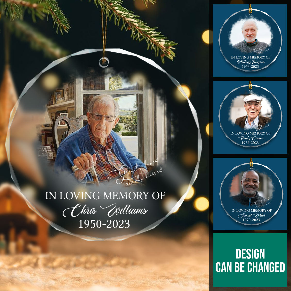 In Loving Memory - Personalized Crystal Ornament - Memorial Christmas Gift