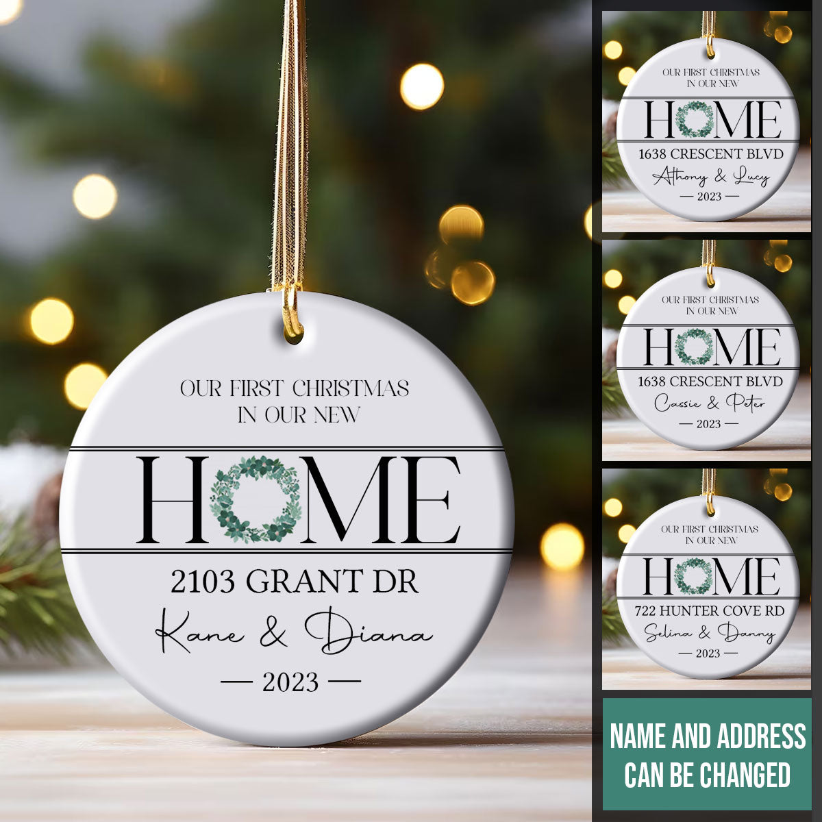 New Home Christmas Wreath - Personalized Ornament - Christmas Gift