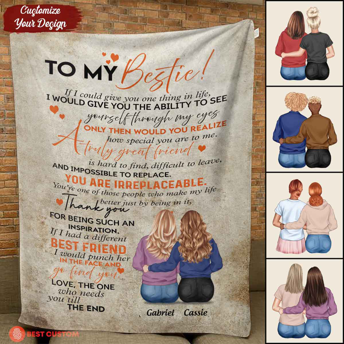 To My Bestie - Personalized Blanket - Gift For Besties, Friends, Sister Blanket - Gift For Bestie