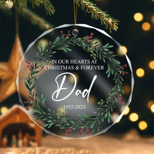 In Our Hearts Forever - Personalized Crystal Ornament - Memorial Christmas Gift