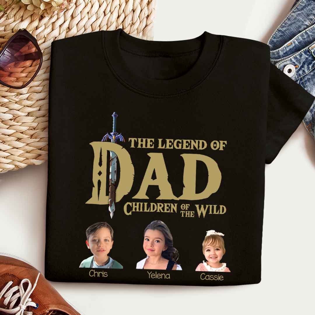 The Legend Of Dad Custom Kid Photos - Personalized Shirt - Gift For Dad, Father's Day Gift
