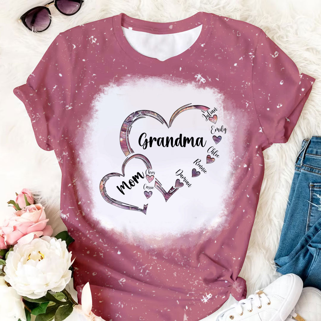 Grandma And Kids Heart - Personalized Shirt - Gift For Mom, Grandma, Mother's Day Gift