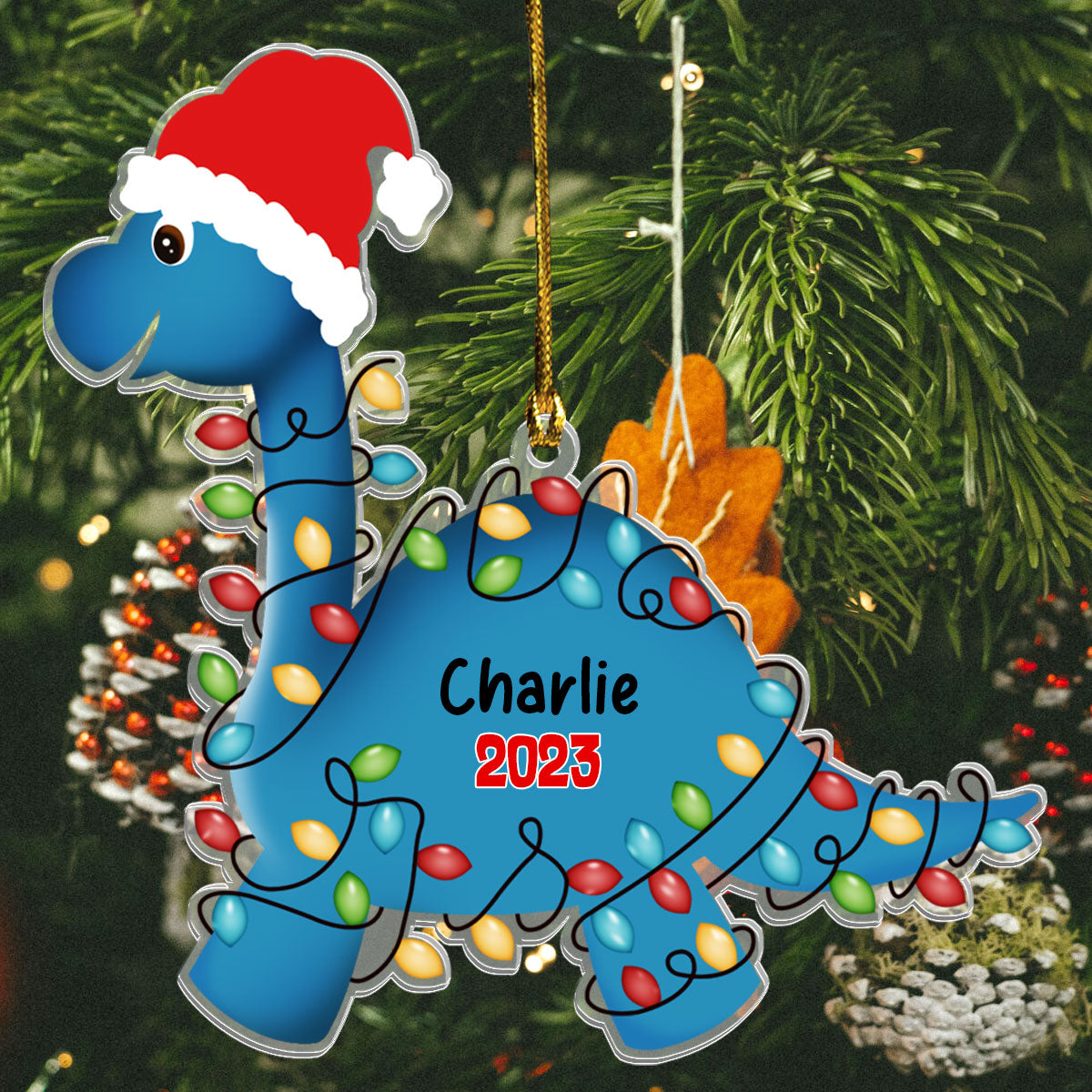 Grandson Son Dinosaur Christmas - Personalized Ornament - Christmas Gift