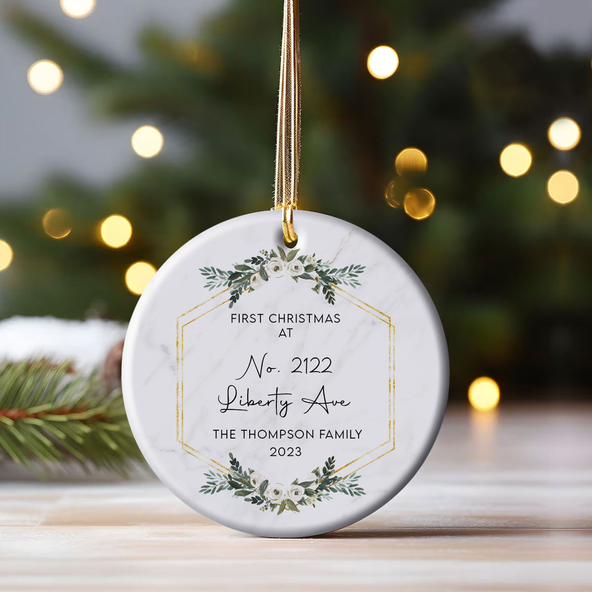 New House Botanical Frame - Personalized Ornament - Christmas Gift