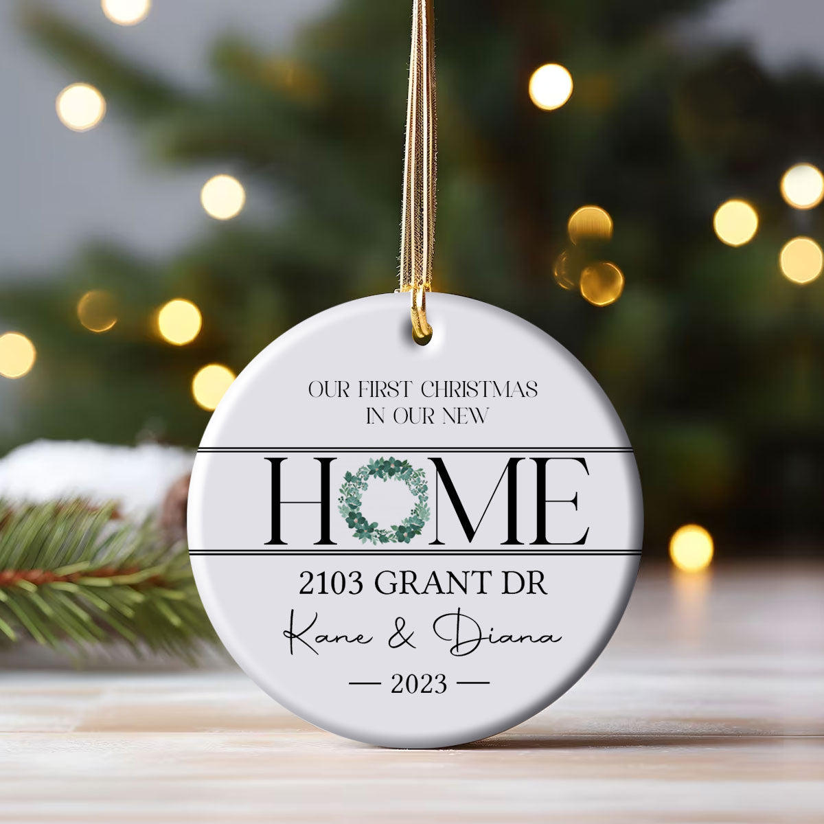 New Home Christmas Wreath - Personalized Ornament - Christmas Gift