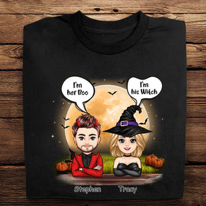 Halloween Couple Her Boo & His Witch - Personalized Shirt - Gift For Couple, Halloween