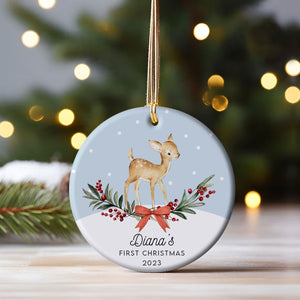 Baby Deer's First Christmas - Personalized Ornament - Christmas Gift