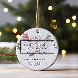 Flower First Christmas New Home - Personalized Ornament - Christmas Gift