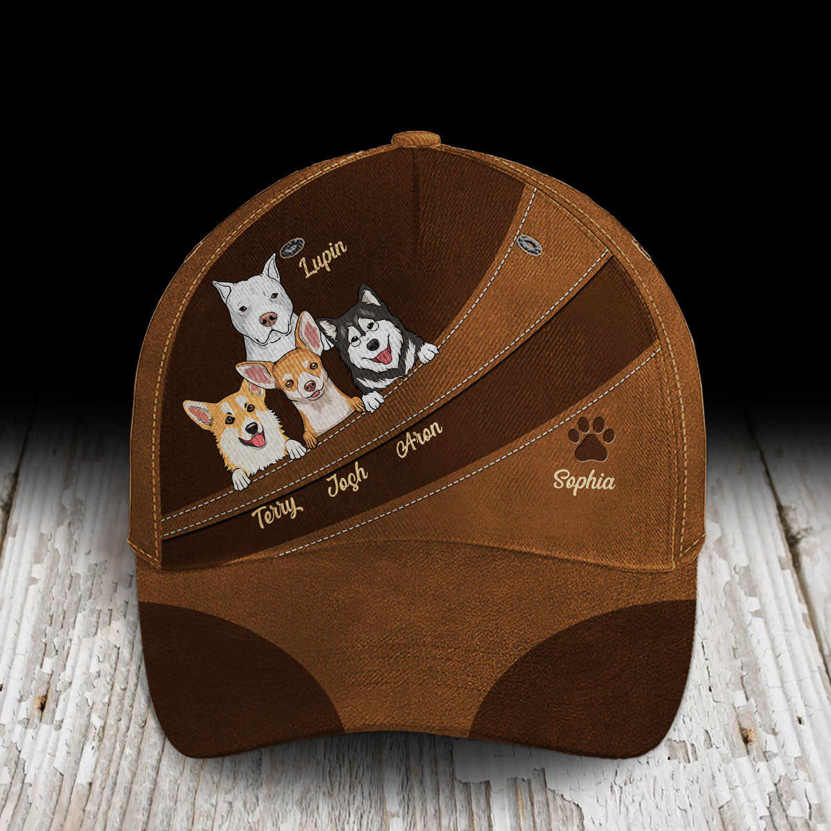 Dog Brown Curves And Paw - Personalized Classic Cap - Gift For Dog Lover