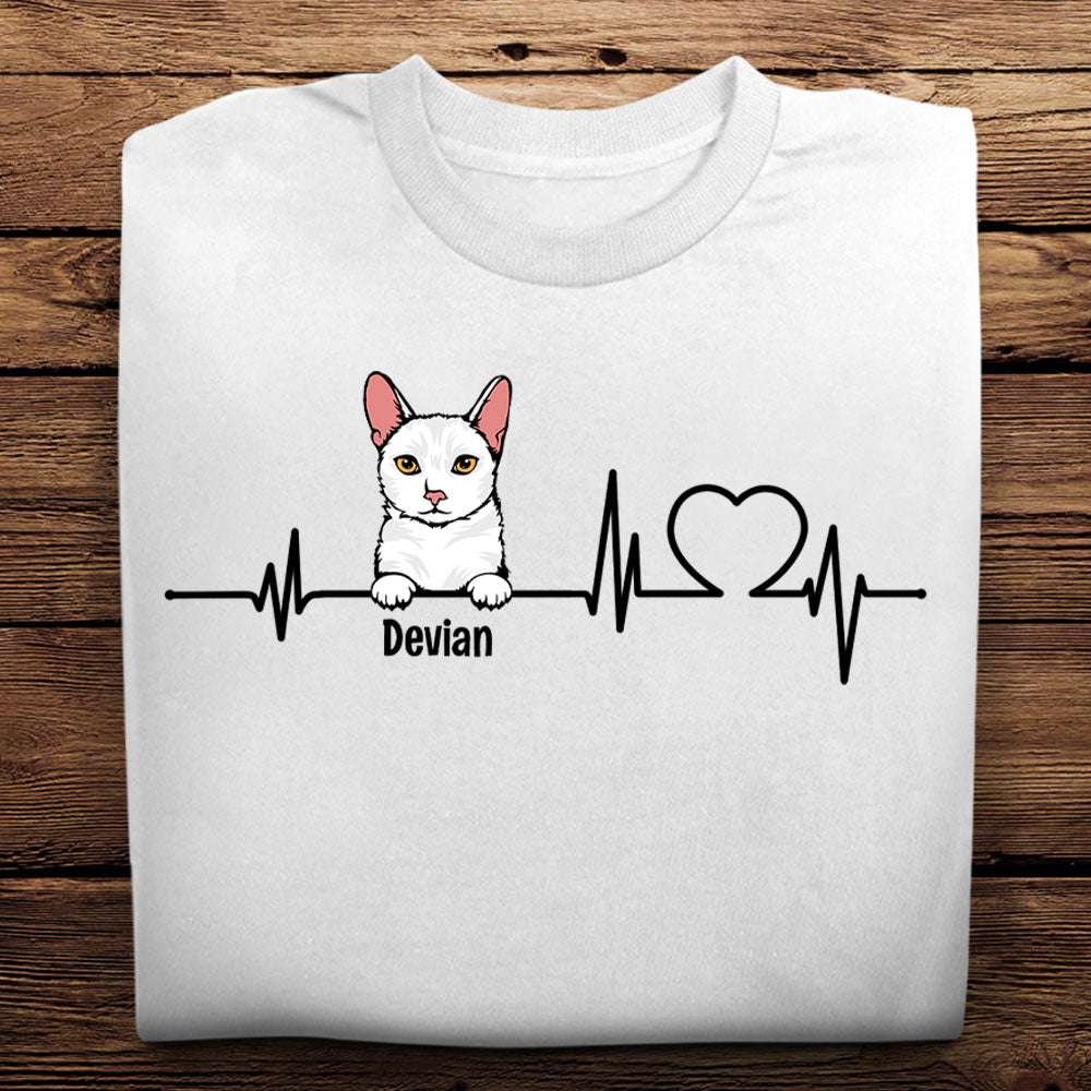 Cat Heartbeat - Personalized Apparel - Gift For Cat Lovers