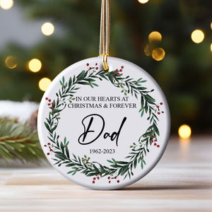 In Our Hearts Forever - Personalized Ornament - Memorial Christmas Gift
