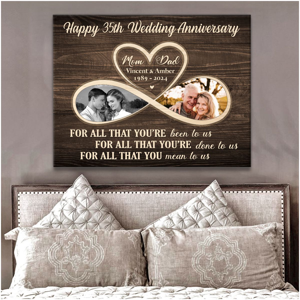 Everlasting Love Happy Wedding Anniversary Canvas Print Gift For Mom And Dad personalized canvas print for couple