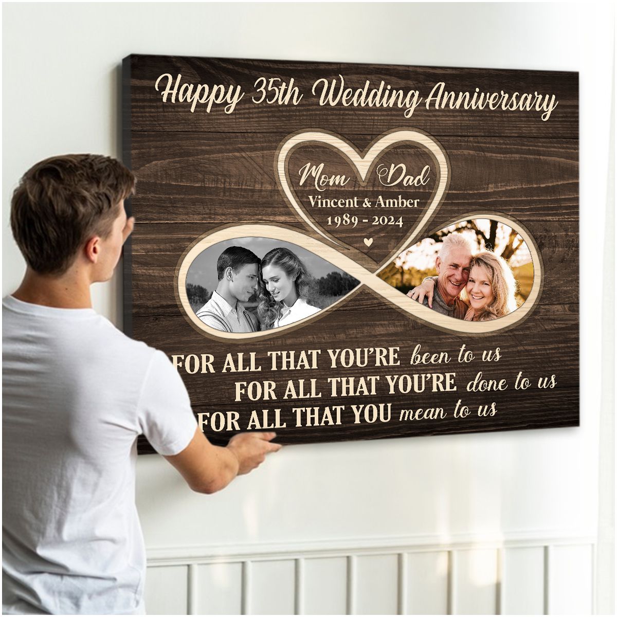 Everlasting Love Happy Wedding Anniversary Canvas Print Gift For Mom And Dad personalized canvas print for couple