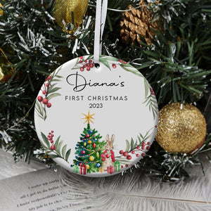First Christmas Baby Rabbit - Personalized Ornament - Christmas Gift