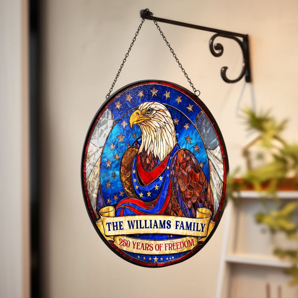 Personalized American Eagle Glass Suncatcher 250th Anniversary