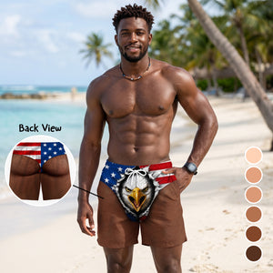 American Eagle Patriotic Men's Swim Trunks - Funny Beach Shorts