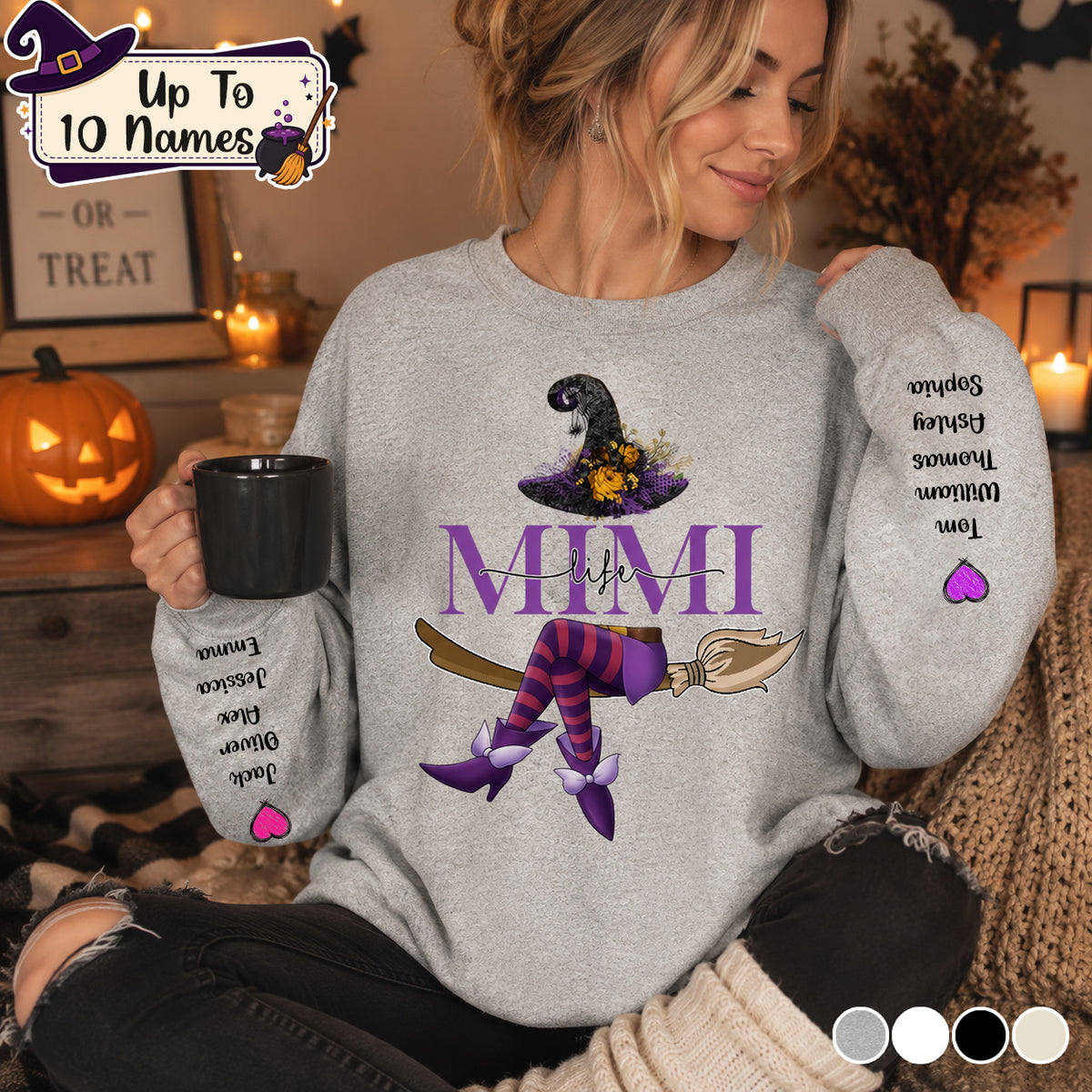 Grandma Life Witch Sweatshirt, Custom Grandma & Kids Halloween, Gift For Grandma Sweatshirt