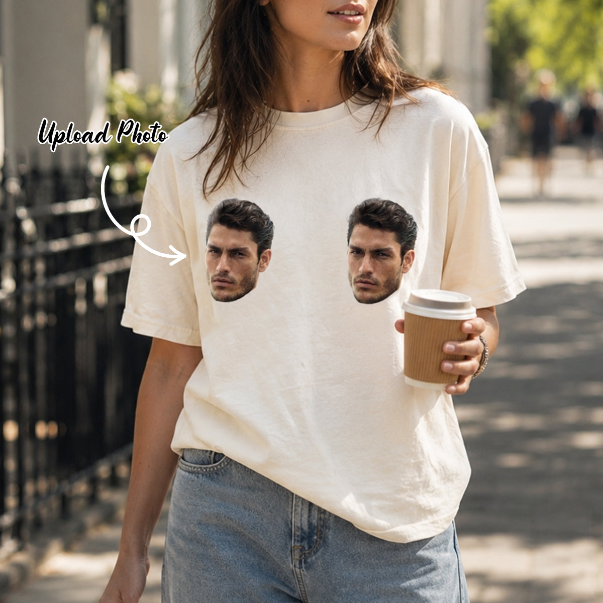 Funny Custom Face Chest Print T-Shirt