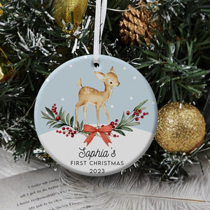 Baby Deer's First Christmas - Personalized Ornament - Christmas Gift