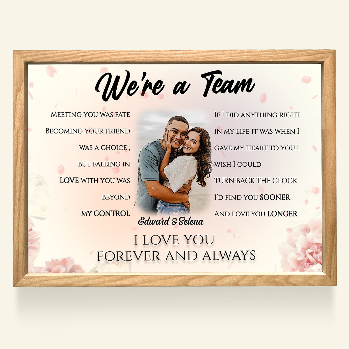 We're A Team Custom Photo Light Frame Canvas Gift For Couple