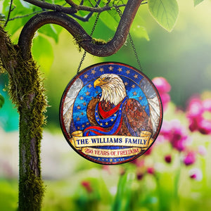 Personalized American Eagle Glass Suncatcher 250th Anniversary
